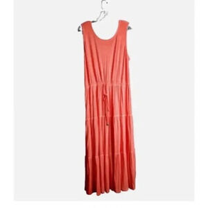 Sonoma Sleeveless Tiered Maxi Dress in Coral/Melon Size XXL